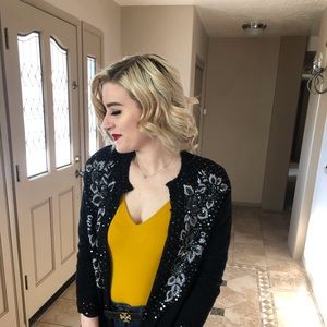 Vintage cardigan sweater with sequence